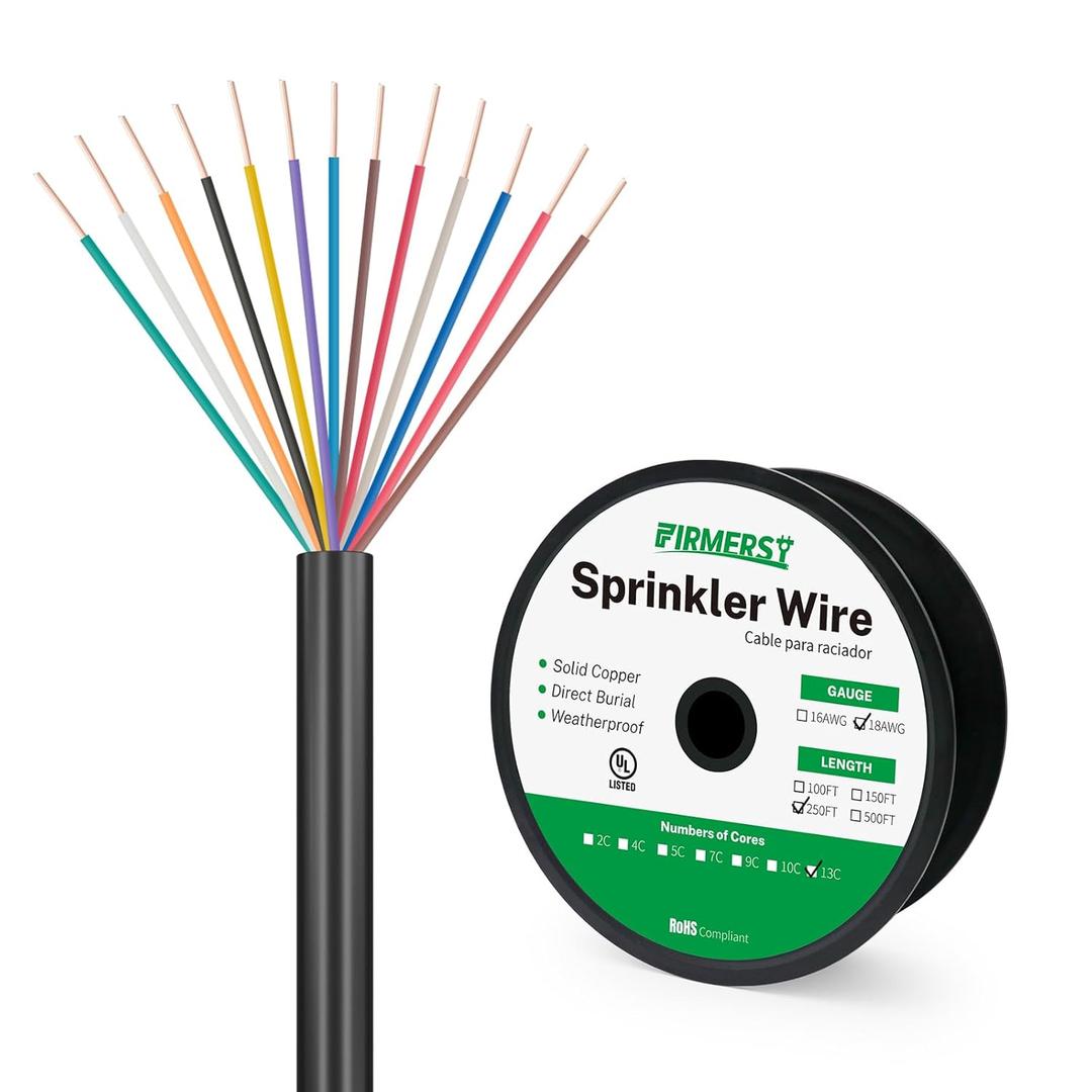 FIRMERST 18/13 Solid Sprinkler Wire for up to 12 Valves System 250 Feet