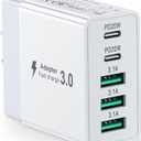 50W USB C Charger Block 5-Port Fast Charging Cube Type C Brick PD&QC Box Wall Plug Power Adapter for iPhone 16/15/14/13/12/11 All Series & iPad, Tablets, for Samsung, Android Cellphone