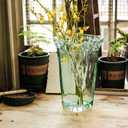 Crystal Clear Glass Flower Vase for Home Wedding Moden Centerpieces Decorative (Green)