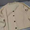 SUUKSESS Women Long Sleeve Button Down Oversized Short Cardigan Fall Loose Open Front Knit Sweater (Apricot, S (S)
