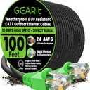 GEARit Cat6 Ethernet Cable 100ft, Direct Burial Outdoor Cat 6 Cable 24AWG High Speed Up to 10Gbps/550 MHz, LLDPE (PE) UV-Resistant Waterproof Jacket, CCA RJ45 Internet Cable for Router- Black,100FT