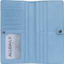 Alldaily Ultra Slim Thin Women Wallet RFID Blocking Credit Card Holder Bifold Long Ladies Billfold (Light Blue)