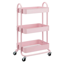 Amazon Basics 3-Tier Rolling Utility or Kitchen Cart, Lockable Wheels, Multifunctional Storage, Dusty Pink
