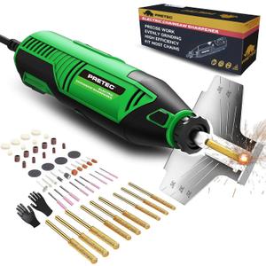 Electric Chainsaw Sharpener Kit  Multi-Purpose Chain Saw Sharpener Tool with Diamond Sharpening Wheels, Angle Attachment and Wrench for All Chainsaw Chains (54-Piece Accessories) (Green)