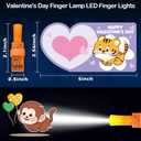 Valentines Day Gifts for Kids Classroom, 28 Pack Light Up Finger Lights Glow in The Dark Toys with Valentine's Themed Cards, Class Exchange Gifts Set, School Prizes Party Favor