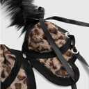 MakeMeChic Women's Plus Size Cheetah Halter Top Contrast Faux Fur Tie Back Y2K Going Out Tops (Black)