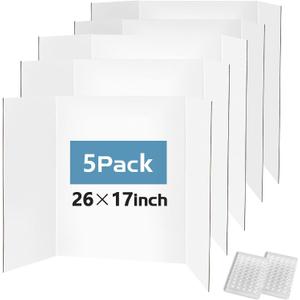 Trifold Poster Board 26"x17", 5 Pack Small Presentation Board for Science Fair Projects, Foldable Display Board for School Projects, Office Presentations and Classroom