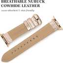 Leather Band Compatible with Apple Watch Bands 38mm 40mm 41mm 42mm Series 10, Elegant Top Grain Genuine Leather Bands Replacement Strap for Apple iWatch Series 10 9 8 7 6 5 4 3 2 1 SE2 SE Women