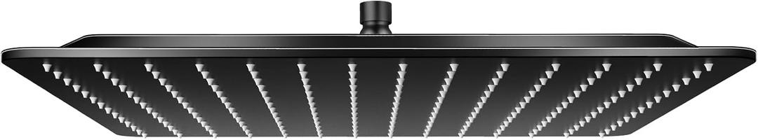 Square Rain Shower Head, Ultra-Thin Design 304 Stainless Steel Ceiling Shower Head, Modern High Pressure Waterfall Shower Head (Matte Black, 16)