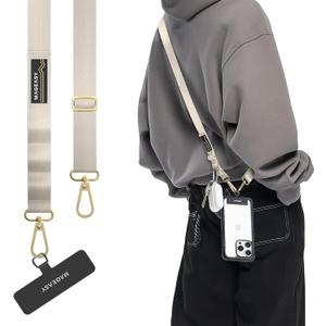 MAGEASY Universal Cell Phone Lanyard Crossbody - Anti-Theft Crossbody Phone Strap for iPhone 16 Pro Max & Most Smartphones, for Men & Women | 20mm (Starlight), 35" to 63"