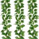 Giegxin 3 Pcs 6ft Green Artificial Silk Rose Leaf Table Garland, Hanging Greenery Vine Fake Greenery Hanging Plants Leaf Garland Decoration for Home Bedroom Wall Party Wedding Decor