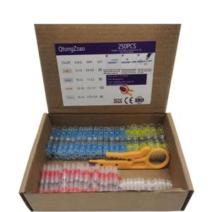QtongZzao 250PCS Heat Shrink Solder Seal Butt Connectors, Waterproof Electrical Butt Splice Wire Terminals, Insulated Solder Sleeve for Automotive Marine Boat Truck, 26-10 AWG