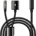 USB C to 3.5mm Aux Audio Cable, 2 in 1 USB C to 3.5mm Car Stereo Aux Headset Jack Cable with PD 18W USB C Charging Compatible with iPhone 17/16/16e/15 Plus/Pro Max/Air, Galaxy S25/S24/S23, Pixel 9/8