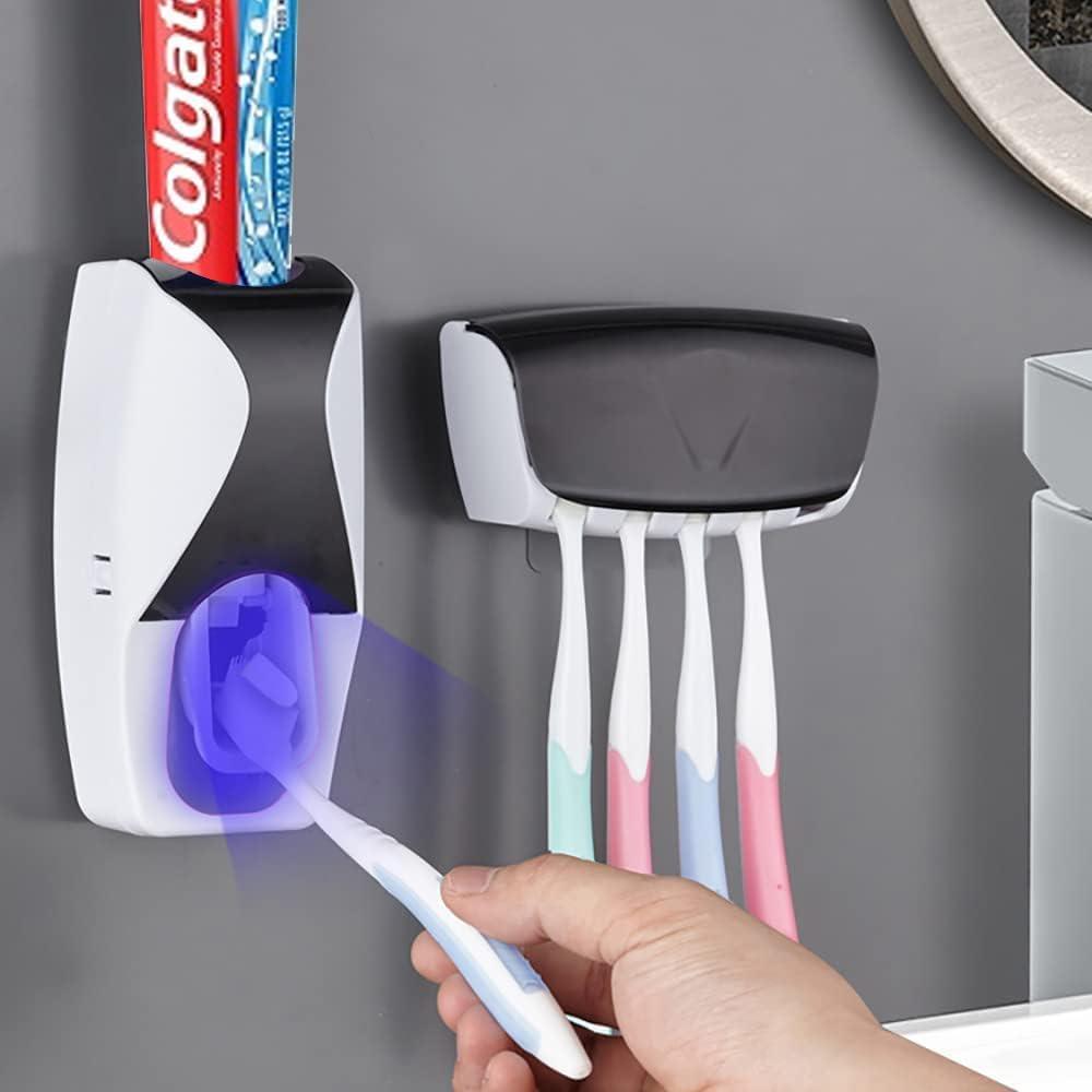 Automatic Toothbrush Dispenser Wall Mount Toothpaste Squeezer and Toothbrush Holder Set for Kids Family Bathroom Use (Black) Automatic Toothbrush Dispenser Wall Mount Toothpaste Squeezer and Toothbrush Holder Set for Kids Family Bathroom Use (Black)