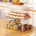 JOYZAN Pastry Display Case, 2 Tier Bread Box for Kitchen Countertop, Acrylic Bread Container with Magnetic Door, Large Bakery Display case for Breads & Muffins 15.3" L x 9.8" W x 11.4" H
