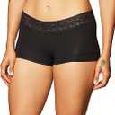 Maidenform Women's Dream Cotton with Lace Boyshort, Black, 3 Pack, Size XL