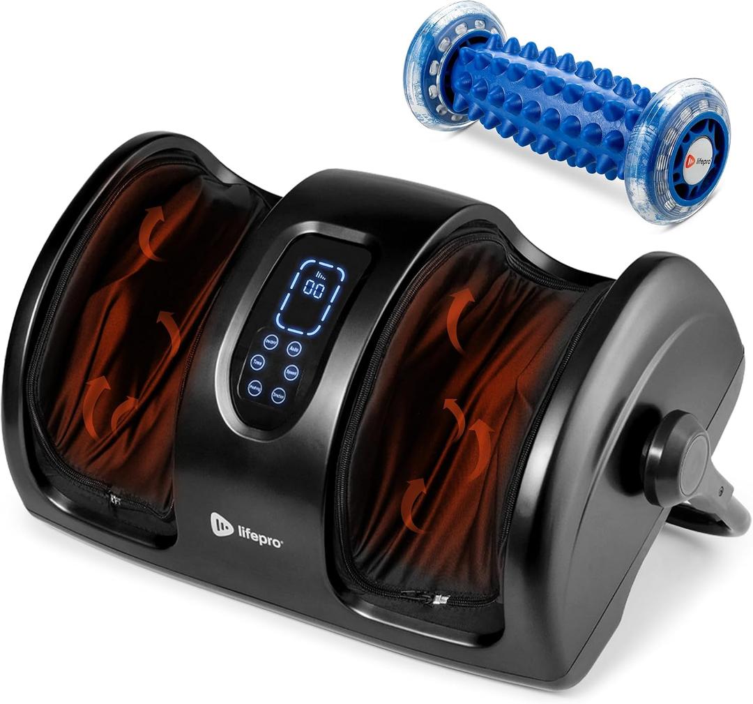 LifePro RelaxaTilt Shiatsu Foot Massager with Heat — 4 Rollers, 3 Speeds & 360° Adjustable Bar Feet and Calf Massage — Electric Foot Massager for Plantar Fasciitis and Circulation