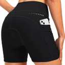 Women's 4D Padded Bike Shorts 5"/7" Riding Underwear Cycling Bicycle Road Biking Cycle Shorts for Women Zipper Pockets (Large, Black)