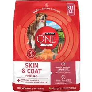 Purina ONE Natural, Sensitive Stomach Dry Dog Food, +Plus Skin & Coat Formula - 31.1 lb. Bag (EXP 12/01/27)