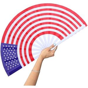 Pack of 4, GeGeYa American Flag Fan-Folding Hand Fans-13 inch Large Rave Fan Popping Fan Clacking Fans for Line Dancing Outdoor,Wedding,Party,Decoration