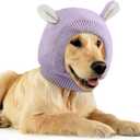 Quiet Ears for Dogs, Neck 14.96 Inch, Dog Ear Muffs Noise Protection Knitted Head Wrap Pet Hats for Medium to Large Pets(Light Purple)