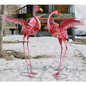 Pink Flamingo Yard Decorations, Tall Birds Garden Statues and Sculptures, Metal Lawn Art Ornaments for Outdoor Patio Backyard, Set of 2 Pink Flamingo Yard Decorations, Tall Birds Garden Statues and Sculptures, Metal Lawn Art Ornaments for Outdoor Patio Backyard, Set of 2