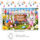 Nuxovilar Easter Bunny Banner Polyester Egg Backdrop Party Decor 43x70