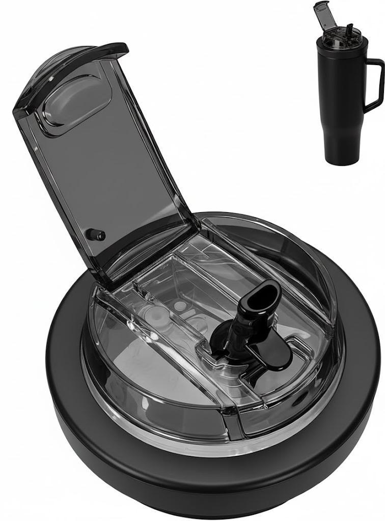 40 Oz Press-in Silicone Straw Lid - Compatible with brumate lid replacement 40 oz. Silicone Cup Lid Dustproof Cover Leak Proof.(Black Color)