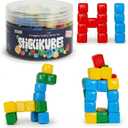 KOMARC GAMES StickiKubes - Mini STEM Building Blocks that Stick to Anything - 125 Non Toxic Sensory Stacking Cubes in 4 Colors