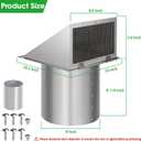 8 Inch Wall Vent,Hooded Wall Vent with Screen and Damper,Outdoor Wall Exhaust Vent Cover Exterior Wall Mount Cap for Kitchen Range Hood HVAC Duct Dryer Air Ventilation,Stainless Steel