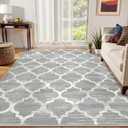 Lahome Moroccan Washable Rugs 8x10,Grey Rug for Living Room,Soft Boho Large Bedroom Rug 8x10 Under Bed Boho Dining Room Rugs for Under Table Geometric Office Room Meline