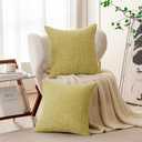 a moment Yellow-Green Chenille Throw Pillow Covers 18x18 Inch Pack of 2 Modern Decorative Throw Pillow Covers Farmhouse Cross Covers Home Decor for Sofa Bedroom Living Room