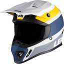LEM Dirt Full Face Motorcycle Helmets Adult Bike Helmet for Men DOT Certified Motocross Helmet for Off-Road ATV BMX UTV, Adjustable Sun Visor, Fiberglass, Triple Series(Blue/Yellow Large)