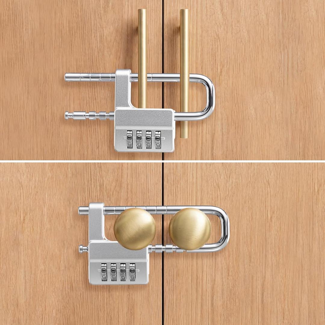 Gisafai 2 Pcs 4 Digit Combination Cabinet Lock U Shaped Code Gym 2.51 x 4.6 Inch Adjustable Padlock Metal Long Shackle Lock for Under 0.6" Width Outdoor College Fences Sports Lockers Gym