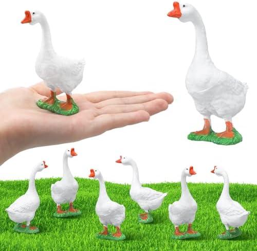 RoundFunny 5 Pcs Desk Goose Figurines Mini Desktop Goose Tiny Plastic Statue for Desk DIY Crafts Car, Farm Craft Decoration, Small Animals Collectible, Home Garden (Classic) RoundFunny 5 Pcs Desk Goose Figurines Mini Desktop Goose Tiny Plastic Statue for Desk DIY Crafts Car, Farm Craft Decoration, Small Animals Collectible, Home Garden (Classic)