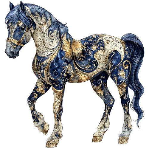 Horse Wooden Puzzles for Adults, 200pcs Wooden Jigsaw Puzzles for Adults, Horse Unique Shaped Jigsaw Puzzles Creative Gift for Friend Family Game Medium Size 10'' x 11''