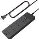 3 Prong to 2 Prong Outlet Adapter, 6 Wide Spaced AC Outlets with 4 USB A Port, Two Prong Extension Cord 6ft, 3000w, Mountable Power Strip for Old House Non-Grounded Plug