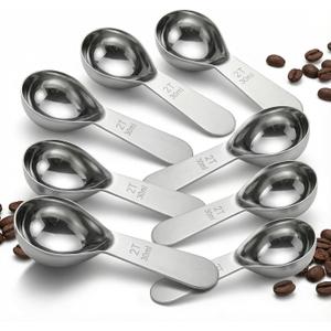 8pcs Stainless Steel Coffee Scoop Coffee Scoop 2 Tablespoon (2 Tbsp / 1 oz) Measure Scoops With Clear Scale Stainless Steel Measuring Spoons For Coffee, Tea (30 ml*8,Silver)