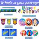 Gaming Birthday Decoration Supplies, Video Game Banner, Tablecloth Plts Cps Napkins
