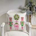 Christmas Pillow Cover 12x20 Inch, Pink Nutcracker Winter Holiday Decorative Cushion Cover, Chinoiserie Throw Pillow Case for Sofa or Bed