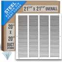 Fits 20x20 Duct Opening | Steel Return Air Grille by Handua | Vent Cover Grill for Sidewall and Ceiling | White | HVAC Cold Air Intake Grille | Outer Dimensions: 21.75"W X 21.75"H