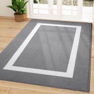 OLANLY Indoor Door Mat, 59x35, Non-Slip Absorbent Resist Dirt Entrance Mat, Washable Low-Profile Inside Entry Doormats for Entryway, Grey