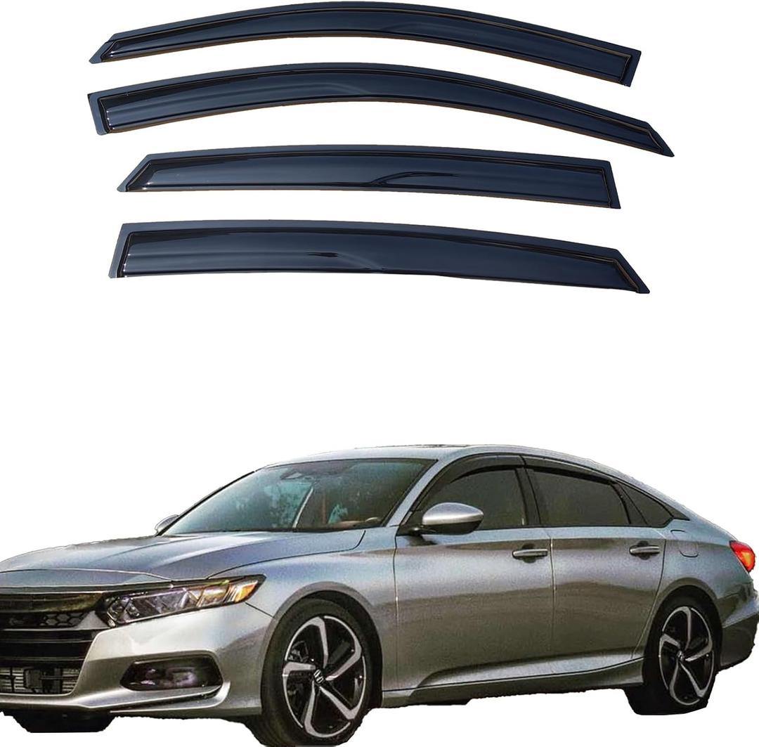 Tape On Window Visors Compatible with 2018-2023 Honda Accord Sedan,Side Vent Window Deflectors Rain Guards Shade, Truck Accessories-4pcs