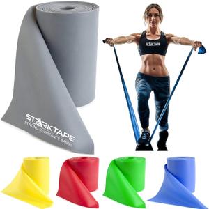 Starktape Resistance Bands Non-Latex Professional Roll. Physical Therapy Elastic Exercise Fitness Workout Band for Upper & Lower Body, Pilates, Rehab, Yoga, Pilates, Training. X-Heavy Grey 8 Yard