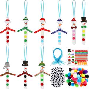 Kathfly 400 Pcs Snowman Crafts for Kids Christmas Ornaments Decoration Winter Holiday Craft Bulk for Home Activities