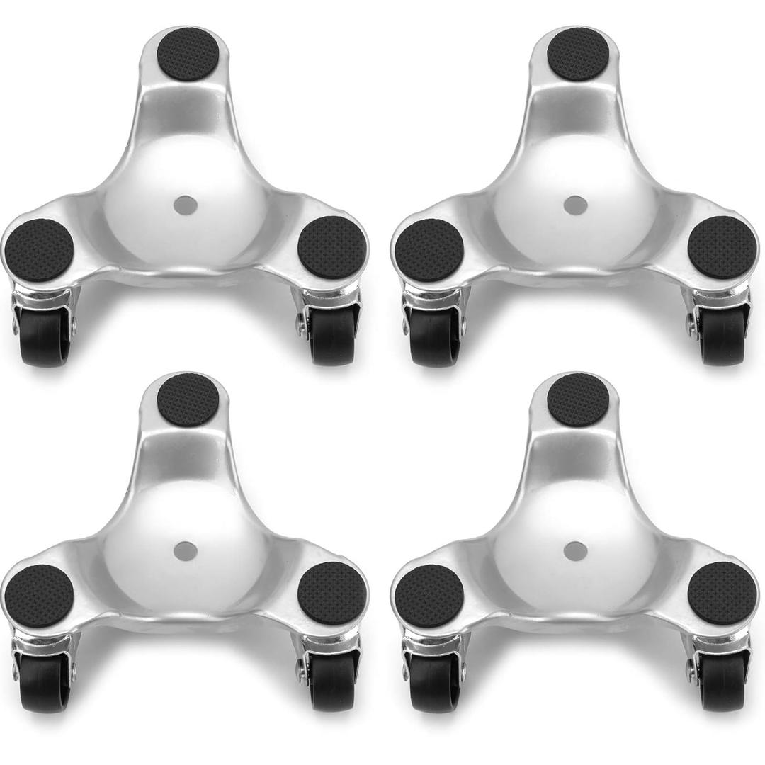 Yopay 4 Pack Steel Tri-Dolly, 200 lbs Load Capacity 3 Wheel Mover s Dolly for Moving Cabinet, Furniture, Appliances, 6 Inch