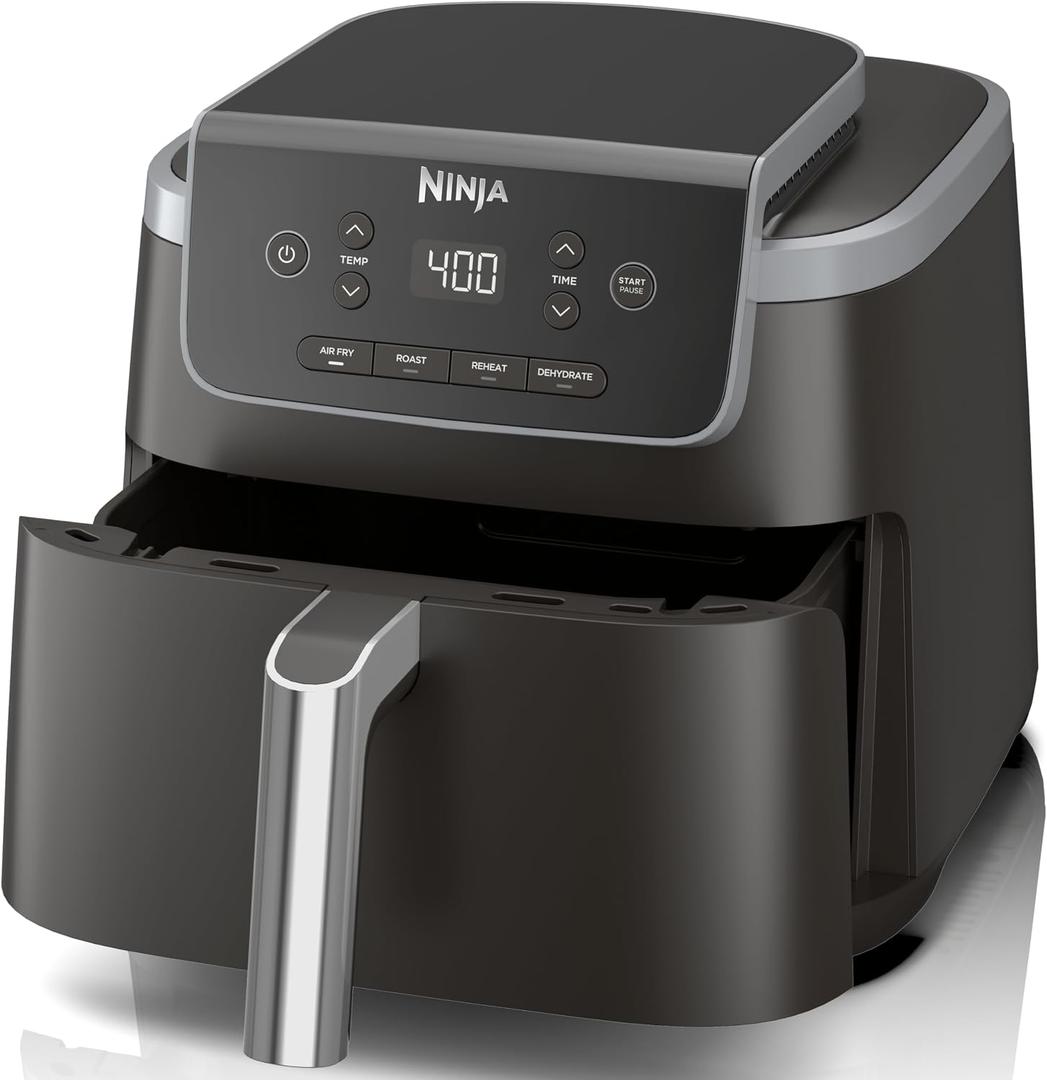 Ninja Air Fryer with Air Crisp | 5 QT Capacity fits up to 4lbs of Fries | 4-in-1 Pro Air Fry, Roast, Reheat, Dehydrate | 400F Max Temp | 1750 Watts | W/Nonstick Basket & Crisper Plate | Grey | AF141