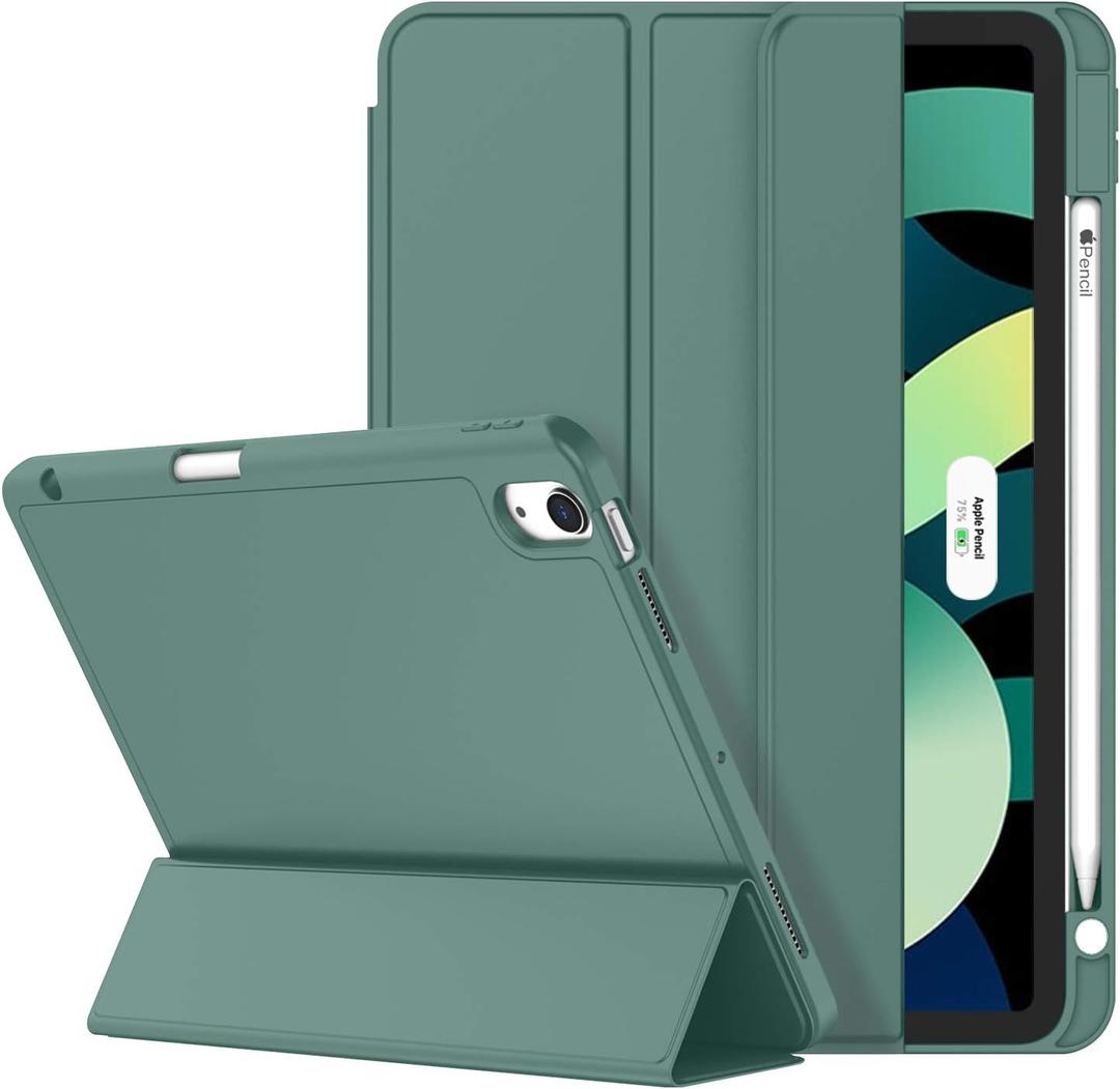 ZryXal iPad Air 11 Inch Case M3 2025 / M2 2024, iPad Air Case 5th Generation/4th Generation 2022/2020 10.9 Inch [Support Touch ID and Auto Wake/Sleep](New Midnight Green)