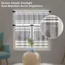 Light Grey Kitchen Window Curtains Valance and Tier Set 36 Inch, Gray Striped Abstract Rod Pocket Short Tier Curtain for Bathroom, Modern Small Cafe Drapes for Kitchen Decor