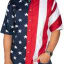 Flagshirt Men's Half Stars Half Stripes American Flag Shirt - Button-Up, Red, White & Blue (XL)